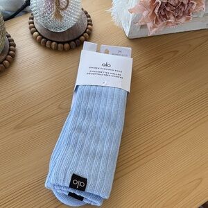 ALO Yoga Light Blue Ribbed Unisex Socks
